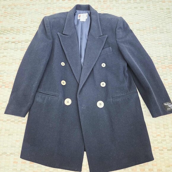 Vintage Mister Leonard Navy Blazer Coat – Double-Breasted Wool Blend size 14 - Picture 9 of 12